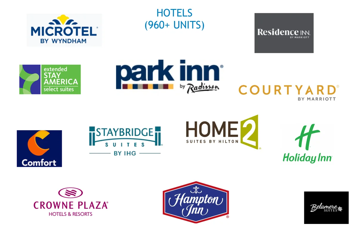 Merit Plumbing past clients, hotels.
