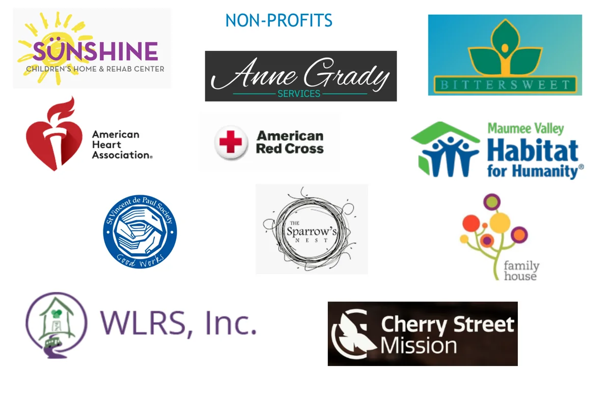 Merit Plumbing past clients, non-profits.