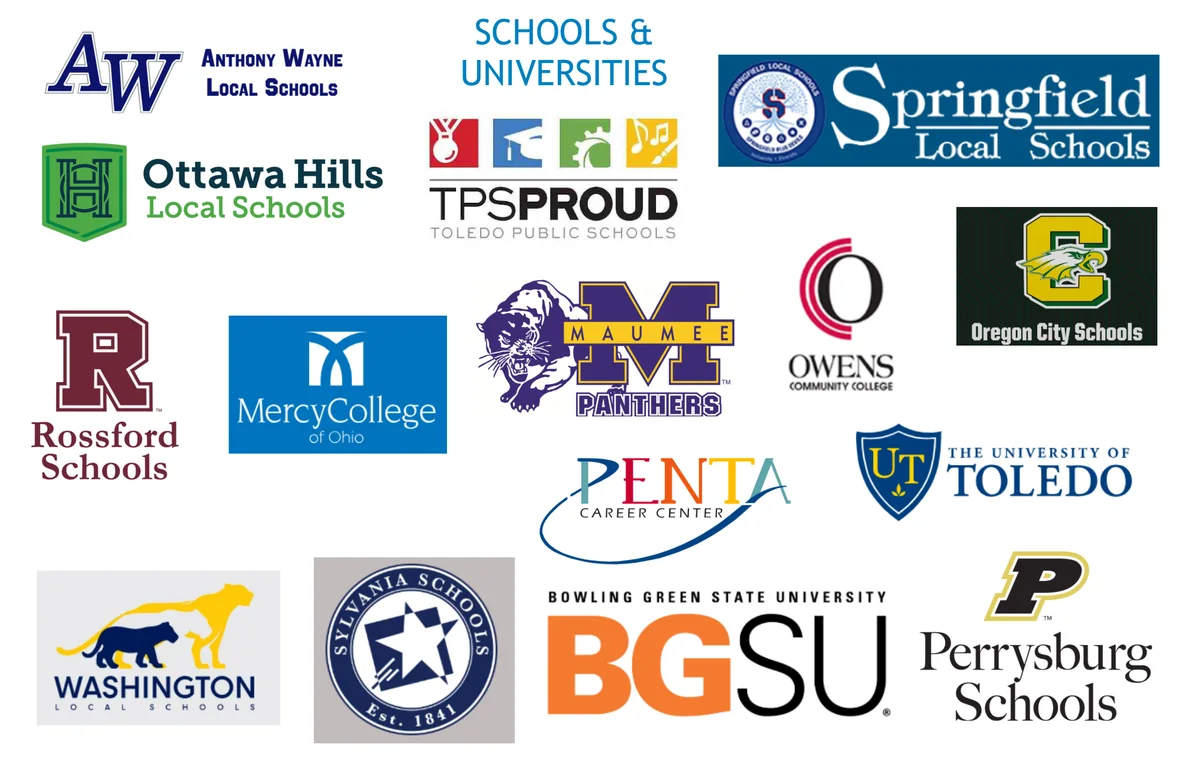 Merit Plumbing past clients, public schools and universities.